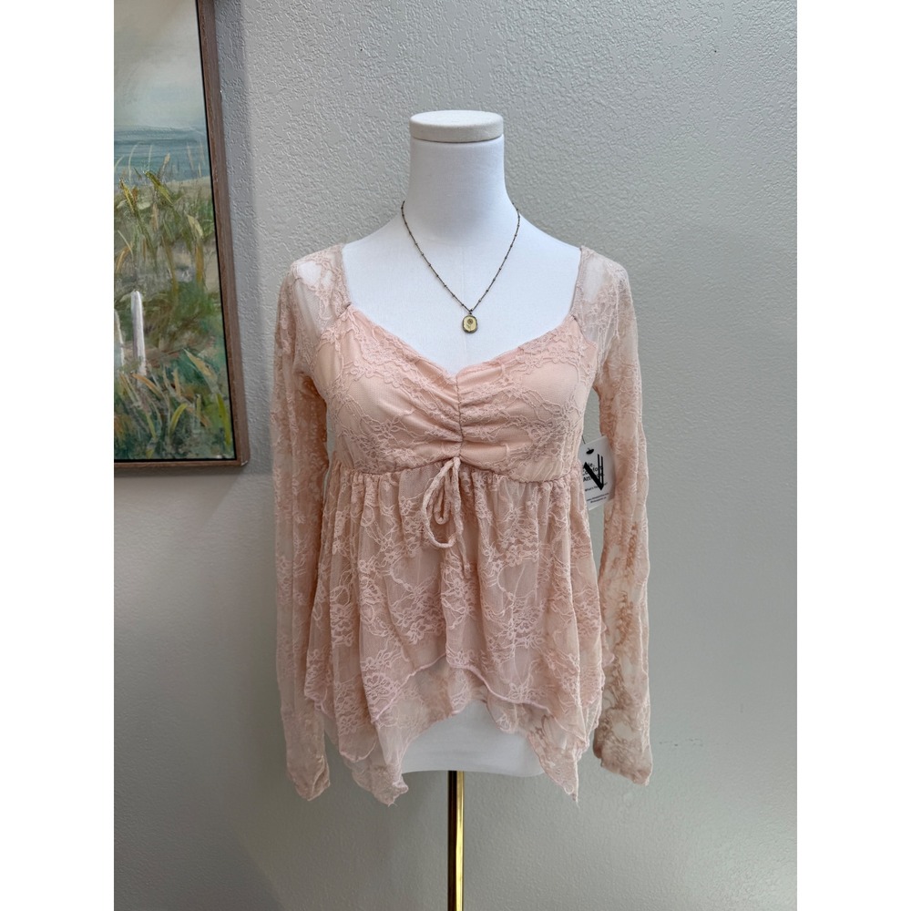 Lace Long Sleeve Babydoll Top -‎ XL